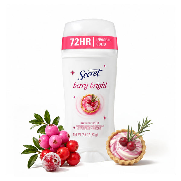 72HR Holiday Fresh Antiperspirant & Deodorant, Hyaluronic Acid, Invisible Solid, Berry Bright 2.6oz