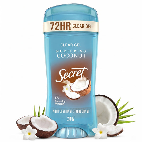 Antiperspirant and Deodorant for Women, Clear Gel, Coconut Scent, 2.6 oz