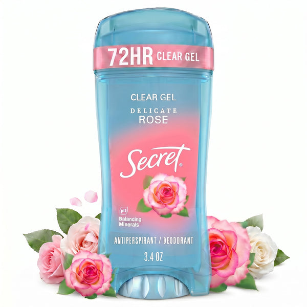 Antiperspirant and Deodorant for Women, Clear Gel, Rose Scent, 3.4 oz