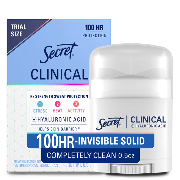Clinical Antiperspirant Deodorant for Women, 100HR Sweat & Odor Protection, Hyaluronic Acid, Invisible Solid, Completely Clean, 1.6 oz