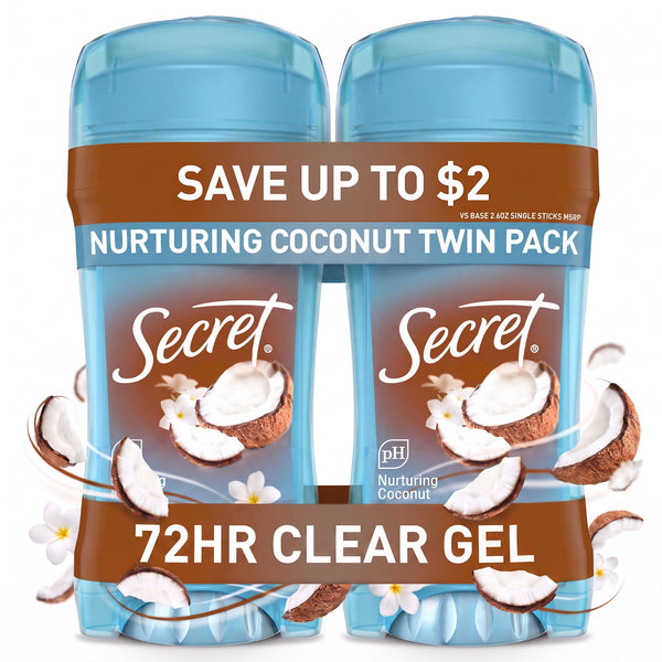 Fresh Antiperspirant Deodorant for Women, Clear Gel, Coconut Scent, 2.6 oz, Pack of 2