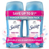 Invisible Solid Antiperspirant Deodorant, Powder Fresh, 2.6 oz, Twin Pack