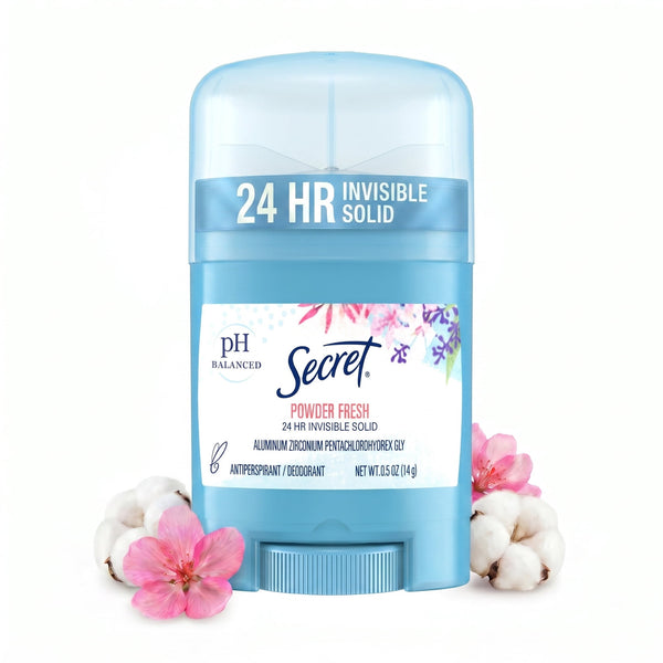 Invisible Solid Antiperspirant Deodorant, Powder Fresh, Travel Size Toiletries, 0.5 oz