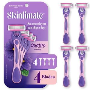 Exotic Violet Blooms 4-Blade Women's Disposable Razor, 4 Ct