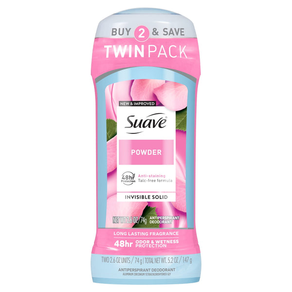 Antiperspirant Deodorant For Women, 48hr Protection, Powder, 2.6 oz, Twin Pack