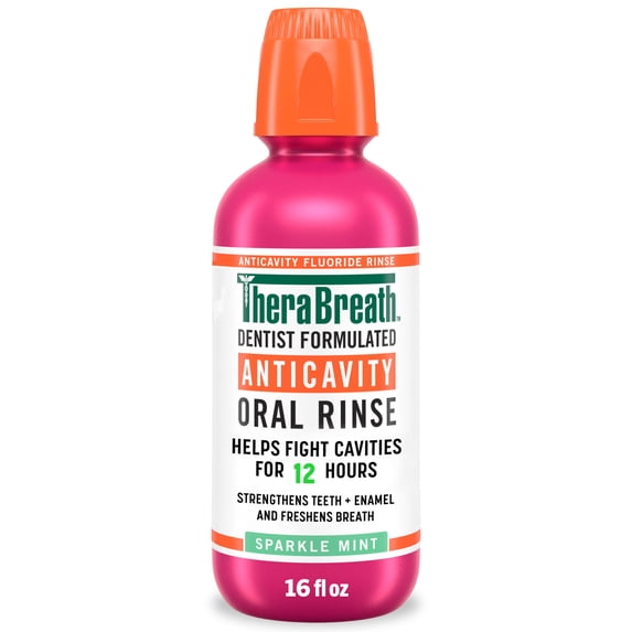 Anticavity Alcohol-Free Mouthwash, Mouthrinse with Fluoride, Sparkle Mint, 16 fl oz