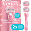 ComfortGlide White Tea Manual Razor for Women, Handle, 3 Blades & 2 Refills, Pink