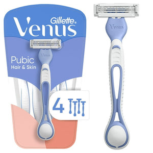 Pubic Hair & Skin Women's Disposable Razor, 4ct, Multi-Color
