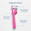 Women's Razor Kit - Razor Handle, 2 5-Blade Refills, Shower Holder in Super Pink