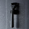 the premium razor kit (GUNMETAL) 1x metal handle, 1x magnetic hook, 2x 5-blade refills