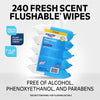 Flushable Cleansing Cloths, Fresh Scent, 240 Wipes, 5 Resealable Packs
