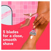 Razor for Women, 5 Blades, Manual Razor, Handle and 2 Razor Blade Refills, Neon Pink